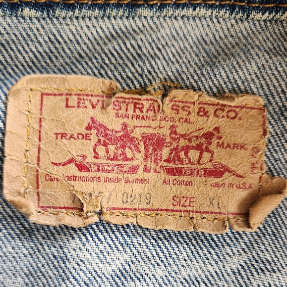 LEVIS 80s acid stone washed denim trucker jacket red tab made in USA XL - Picture 4 of 13